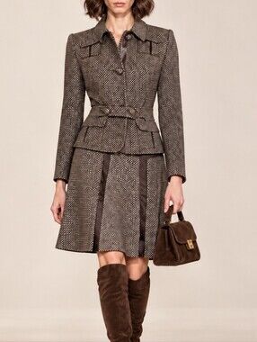 Barbara Bui Tweed Leather Trim Suit